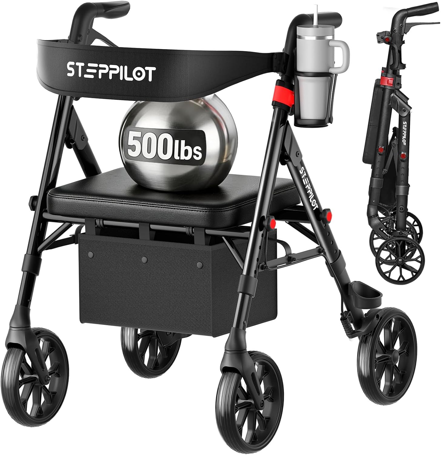 STEPPILOT Lightweight Bariatric Rollator (500 lb)